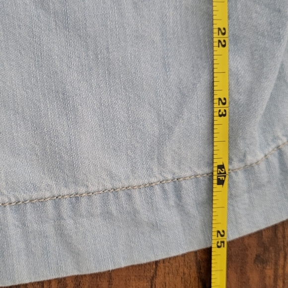 Chambray Cotton Pull-on Smocked Wide Leg Jumpsuit - Picture 10 of 10